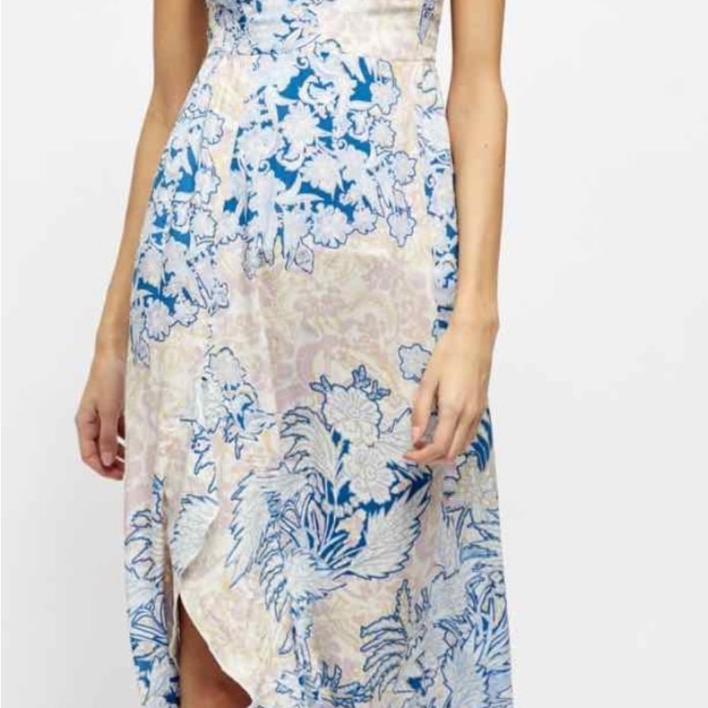 Free People Blue and Cream High Low Dress